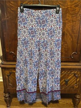 LOFT Blue, White and Pink Paisley Print Pants